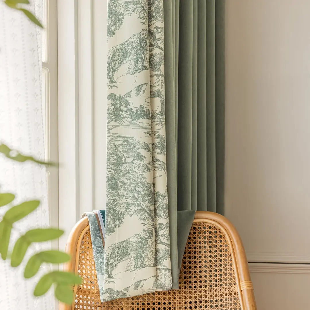 Cortina-Blackout-Chenille-Verde-Estampada-Bicolor-para-trilho-4m-x-2,50m-Sala-&-Quarto-Sylvana-Dona-Cortina-6