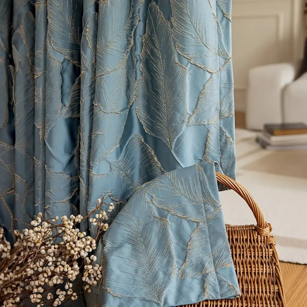 Cortina-Blackout-Jacquard-para-trilho-4m-x-2,60m-Sala-e-Quarto-Golden-Leaf-Blue-Dona-Cortina-1