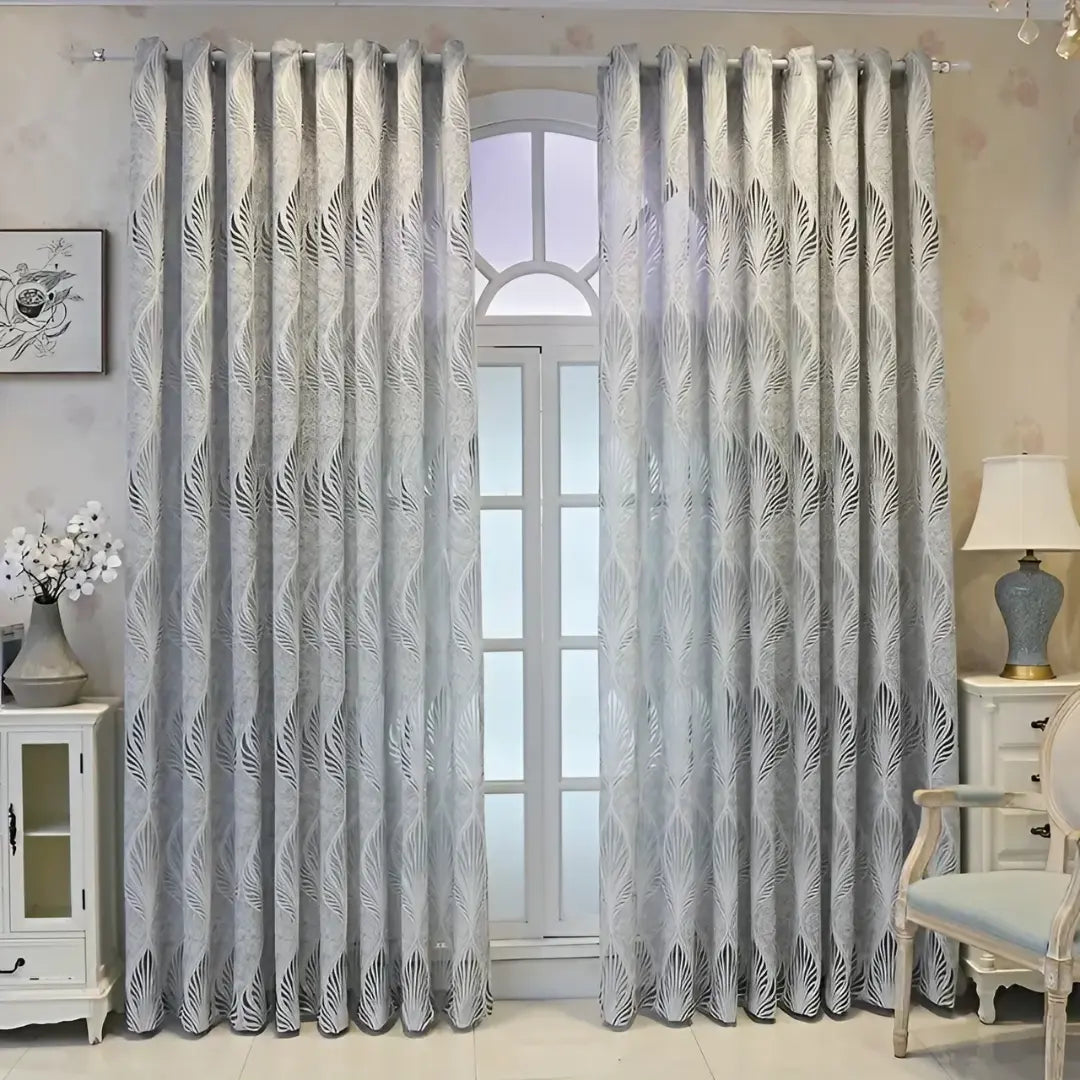 Cortina-Jacquard-Cinza-com-Folhas-Vazadas-3m-x-2,50m-Sala-&-Quarto--Lévora-Dona-Cortina-3