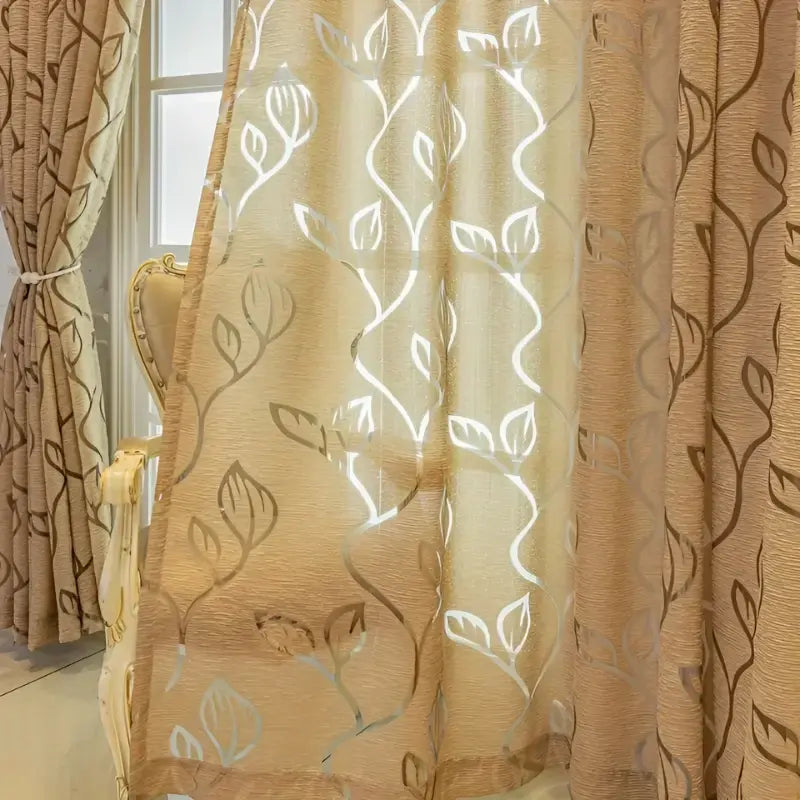 Cortina-Jacquard-Dourada-2.80m-de-Largura-Sala-ou-Quarto-Folhas-de-Outono-4
