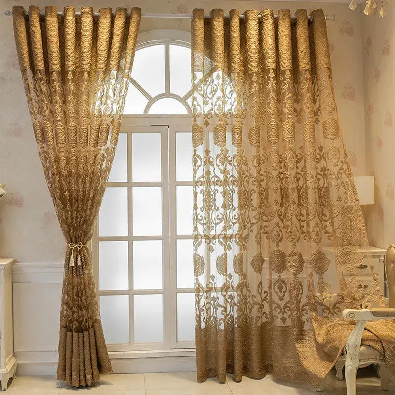 Cortina-Jacquard-Dourada-Sala-ou-Quarto-Selo-Real-4