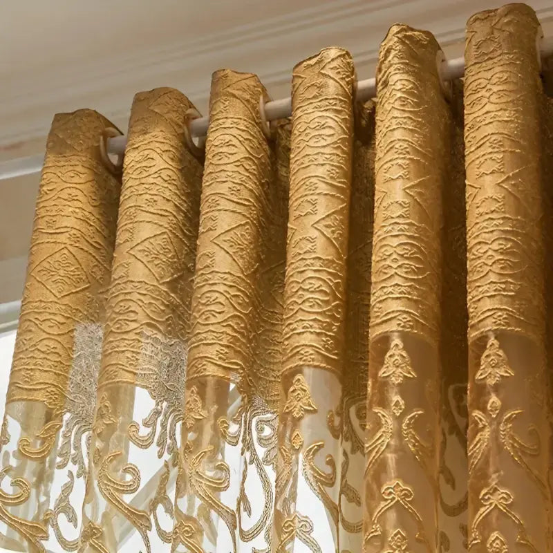 Cortina-Jacquard-Dourada-Sala-ou-Quarto-Selo-Real-6