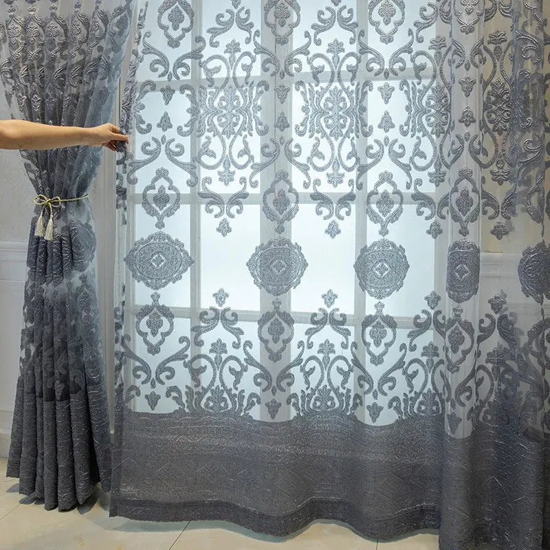Cortina-Jacquard-Prateada-Sala-ou-Quarto-Selo-Real-4