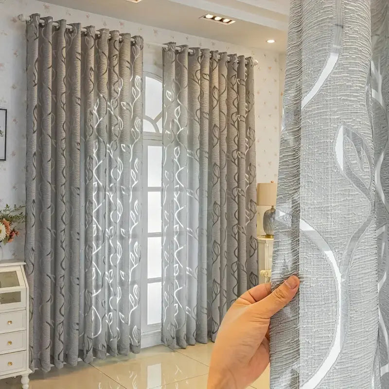 Cortina-Jacquard-Prateada-2.80m-de-Largura-Sala-ou-Quarto-Folhas-de-Outono-1
