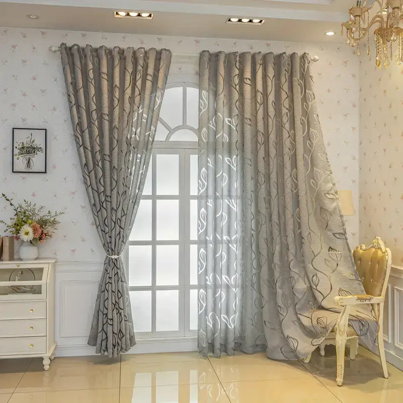 Cortina-Jacquard-Prateada-2.80m-de-Largura-Sala-ou-Quarto-Folhas-de-Outono-2